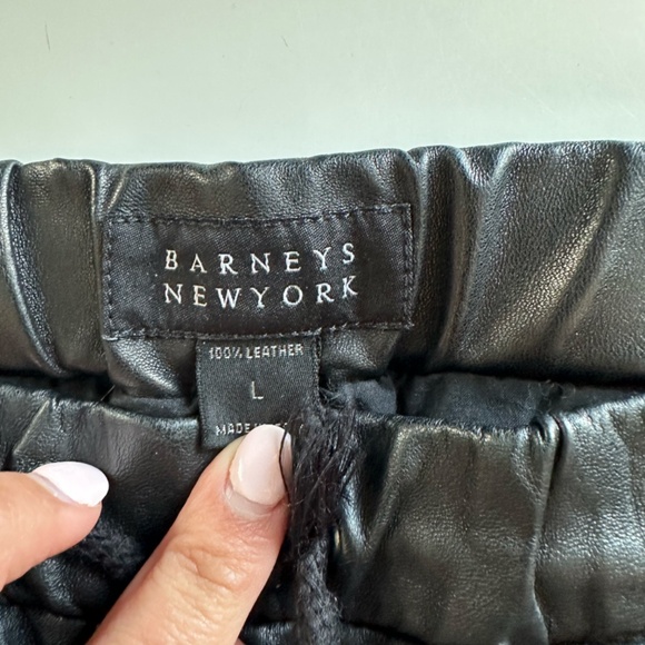 Barneys Black Leather Shorts Size L - Picture 2 of 5
